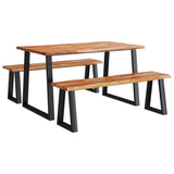 NNEVL 3 Piece Dining Set with Live Edge Solid Wood Acacia
