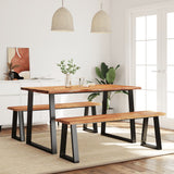 NNEVL 3 Piece Dining Set with Live Edge Solid Wood Acacia