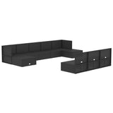 NNEVL 10 Piece Outdoor Sofa Set with Cushions Black Poly Rattan