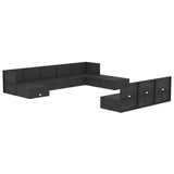 NNEVL 11 Piece Outdoor Sofa Set with Cushions Black Poly Rattan