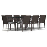 NNEVL 9 Piece Garden Dining Set with Cushions Poly Rattan and Steel