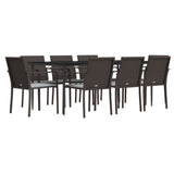 NNEVL 9 Piece Garden Dining Set with Cushions Poly Rattan and Steel