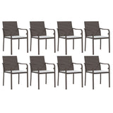 NNEVL 9 Piece Garden Dining Set with Cushions Poly Rattan and Steel