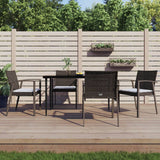 NNEVL 5 Piece Garden Dining Set with Cushions Poly Rattan and Steel