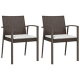 NNEVL 3 Piece Garden Dining Set with Cushions Poly Rattan and Steel
