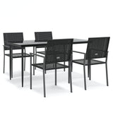 NNEVL 5 Piece Garden Dining Set Poly Rattan and Steel