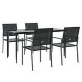 NNEVL 5 Piece Garden Dining Set Poly Rattan and Steel