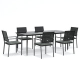 NNEVL 7 Piece Garden Dining Set with Cushions Poly Rattan and Steel
