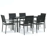 NNEVL 7 Piece Garden Dining Set Poly Rattan and Steel