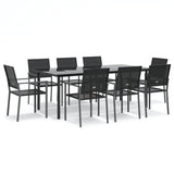 NNEVL 9 Piece Garden Dining Set Poly Rattan and Steel