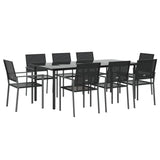 NNEVL 9 Piece Garden Dining Set Poly Rattan and Steel