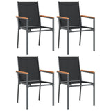 NNEVL 5 Piece Garden Dining Set Black Textilene and Steel