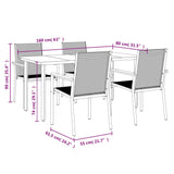 NNEVL 5 Piece Garden Dining Set Black Textilene and Steel