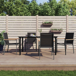NNEVL 5 Piece Garden Dining Set Black Textilene and Steel