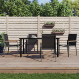 NNEVL 5 Piece Garden Dining Set Black Textilene and Steel