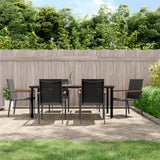 NNEVL 7 Piece Garden Dining Set Black Textilene and Steel