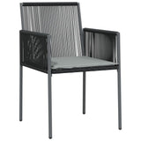 NNEVL 7 Piece Garden Dining Set with Cushions Black Poly Rattan and Steel