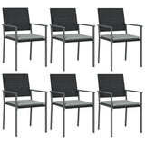 NNEVL Garden Chairs with Cushions 6 pcs Black 54x62.5x89 cm Poly Rattan