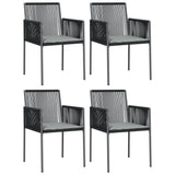 NNEVL Garden Chairs with Cushions 4 pcs Black 54x60.5x83.5 cm Poly Rattan