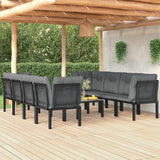 NNEVL 9 Piece Garden Lounge Set Black and Grey Poly Rattan