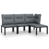 NNEVL 4 Piece Garden Lounge Set Black and Grey Poly Rattan