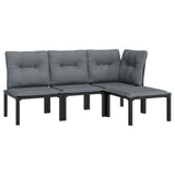 NNEVL 4 Piece Garden Lounge Set Black and Grey Poly Rattan