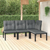 NNEVL 4 Piece Garden Lounge Set Black and Grey Poly Rattan
