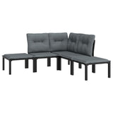 NNEVL 5 Piece Garden Lounge Set Black and Grey Poly Rattan