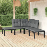 NNEVL 5 Piece Garden Lounge Set Black and Grey Poly Rattan