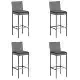 NNEVL 5 Piece Garden Bar Set with Cushions Grey Poly Rattan