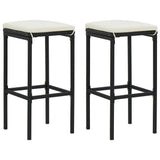 NNEVL 3 Piece Garden Bar Set with Cushions Black Poly Rattan