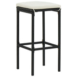 NNEVL 3 Piece Garden Bar Set with Cushions Black Poly Rattan
