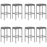 NNEVL 9 Piece Garden Bar Set with Cushions Grey Poly Rattan