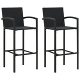 NNEVL 3 Piece Garden Bar Set Black Poly Rattan