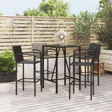 NNEVL 5 Piece Garden Bar Set Black Poly Rattan