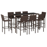NNEVL 9 Piece Garden Bar Set Brown Poly Rattan