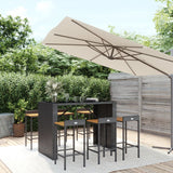 NNEVL 7 Piece Garden Bar Set Black Poly Rattan& Solid Wood Acacia