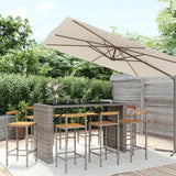 NNEVL 9 Piece Garden Bar Set Grey Poly Rattan& Solid Wood Acacia