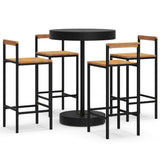 NNEVL 5 Piece Garden Bar Set Black Poly Rattan&Solid Wood Acacia