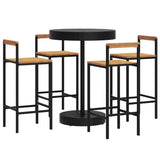 NNEVL 5 Piece Garden Bar Set Black Poly Rattan&Solid Wood Acacia