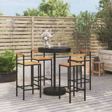 NNEVL 5 Piece Garden Bar Set Black Poly Rattan&Solid Wood Acacia