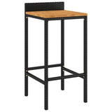 NNEVL 3 Piece Garden Bar Set Black Poly Rattan&Solid Wood Acacia