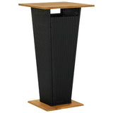 NNEVL 3 Piece Garden Bar Set Black Poly Rattan&Solid Wood Acacia