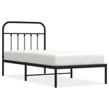 NNEVL Metal Bed Frame with Headboard Black 92x187 cm Single Size