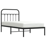 NNEVL Metal Bed Frame with Headboard Black 92x187 cm Single Size