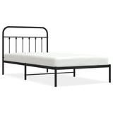 NNEVL Metal Bed Frame with Headboard Black 107x203 cm King Single Size