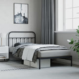NNEVL Metal Bed Frame with Headboard Black 107x203 cm King Single Size