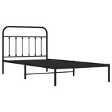 NNEVL Metal Bed Frame with Headboard Black 107x203 cm King Single Size