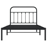 NNEVL Metal Bed Frame with Headboard Black 107x203 cm King Single Size