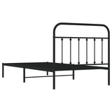 NNEVL Metal Bed Frame with Headboard Black 107x203 cm King Single Size